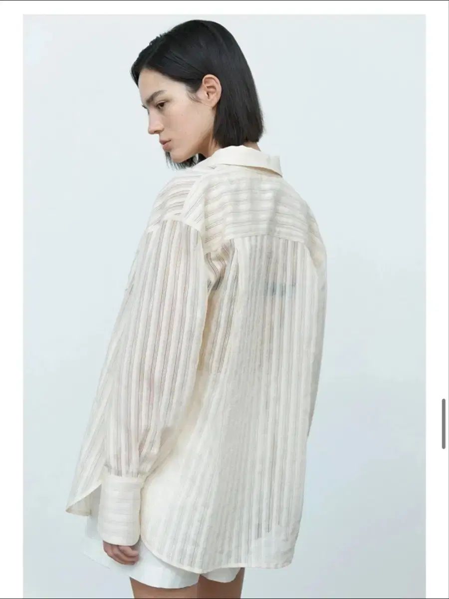 迷迷ストライプシースルーシャツ