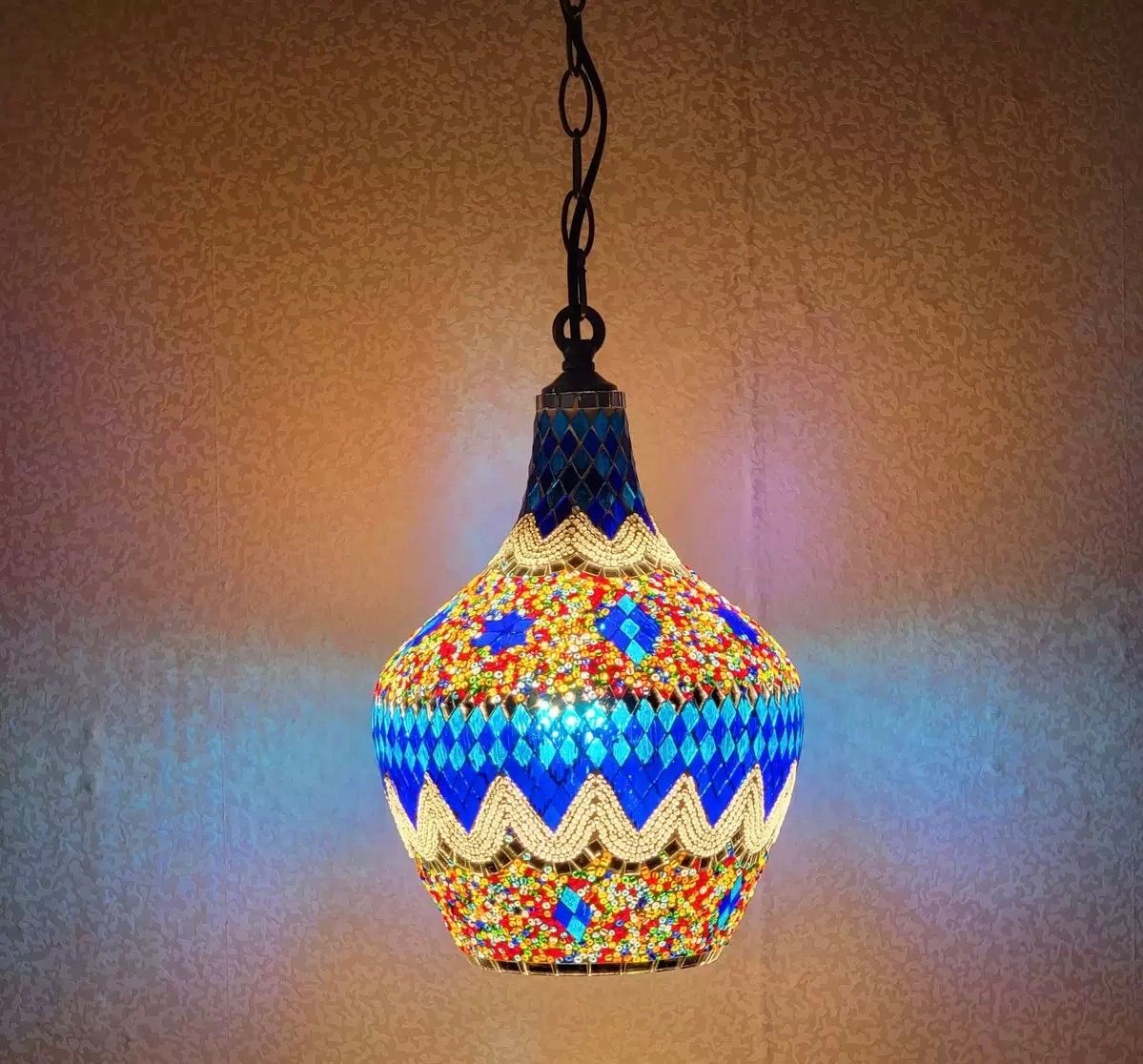 引掛けシーリング用 3色LED電球付き モザイクデザイン ペンダントライト 引掛けシーリング用 3色LED電球付き モザイクデザイン ペンダントライト
