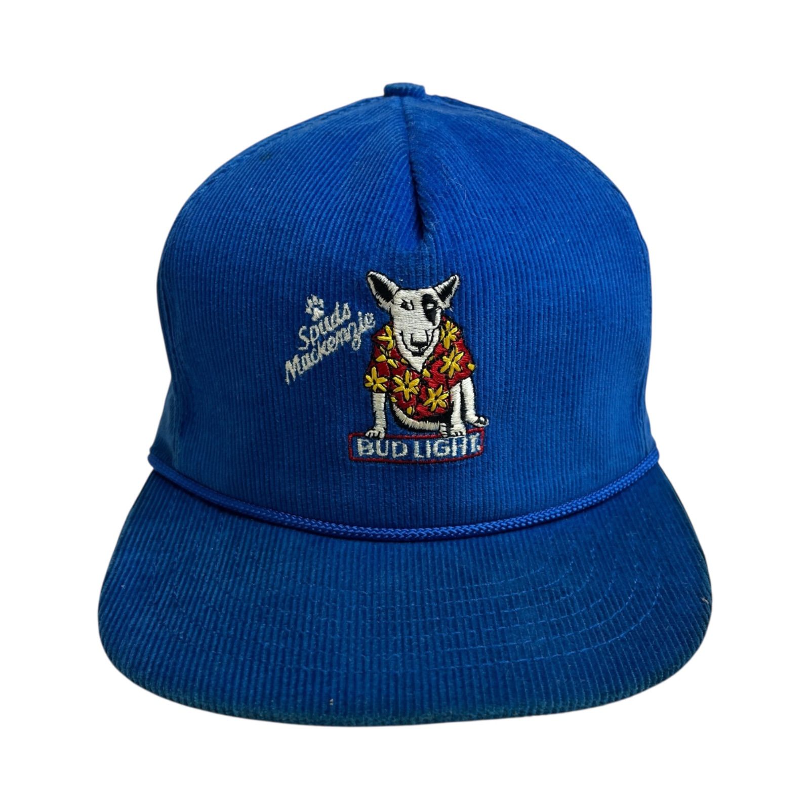 キャップ 帽子 アメリカ製 BUD LIGHT バドライト ビンテージキャップ コーデュロイキャップ スパッズマッケンジー 刺繍ロゴ ブルー 青
