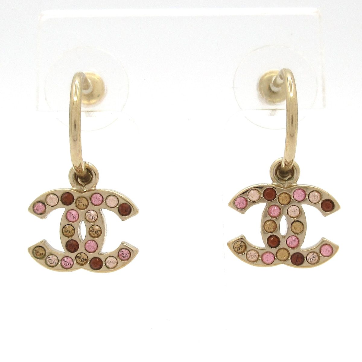 CHANEL シャネル ピアス ココマーク ゴールド×ピンク×ブラウン