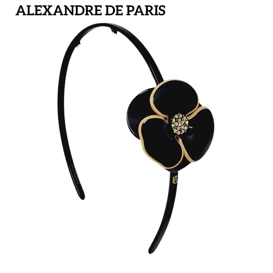 ALEXANDRE DE PARIS カチューシャ フラワー ブラック