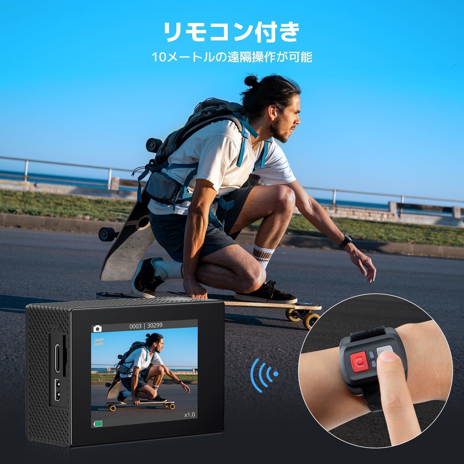  4 K 30 FPS EK 7000 20 MP 水中カメラ WiFi搭載 外部マイク対応 アクションカメラ 40 M防水 HDMI出力 170度広角レンズ リモコン付き 1050 mAhバッテリー 付き AKASO アクションカム ウェアラブルカメラ 豊富な その他 アクションカメラ ウェアラブルカメラ