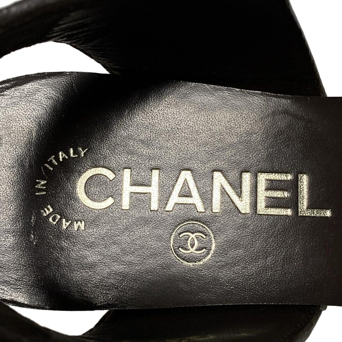  CHANEL シャネル サンダル 35 1 2 レディース - ゴールド×ダークブラウン ウェッジソール アウトソール張替済 レザー サンダル サンダル ミュール