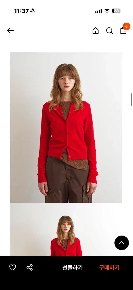  アオプト two way button カーディガン レッド 長袖 カーディガン ボレロ アンサンブル