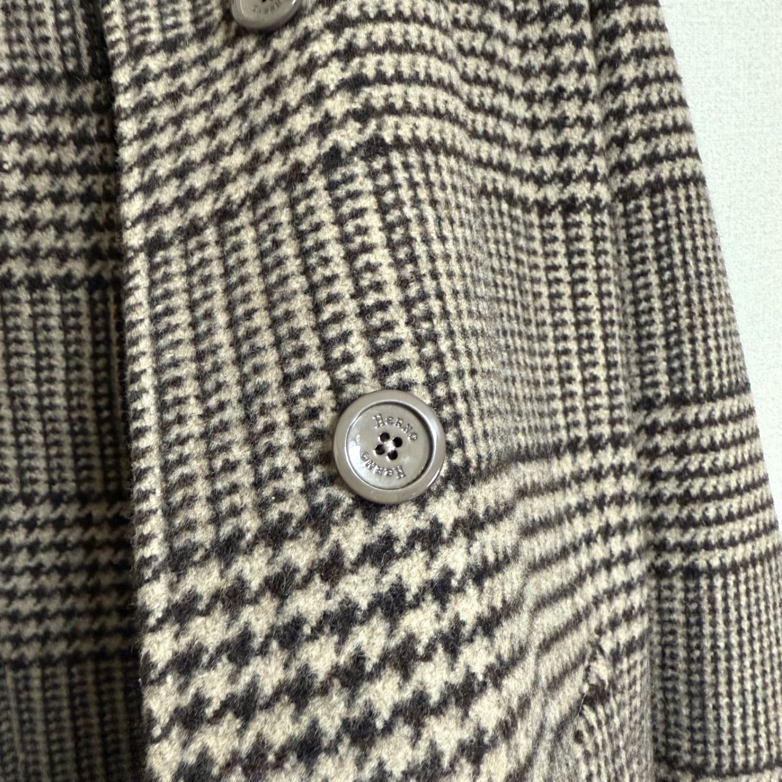 極美品 現行タグ HERNO グレンチェック柄ロングコート 専用ハンガー
