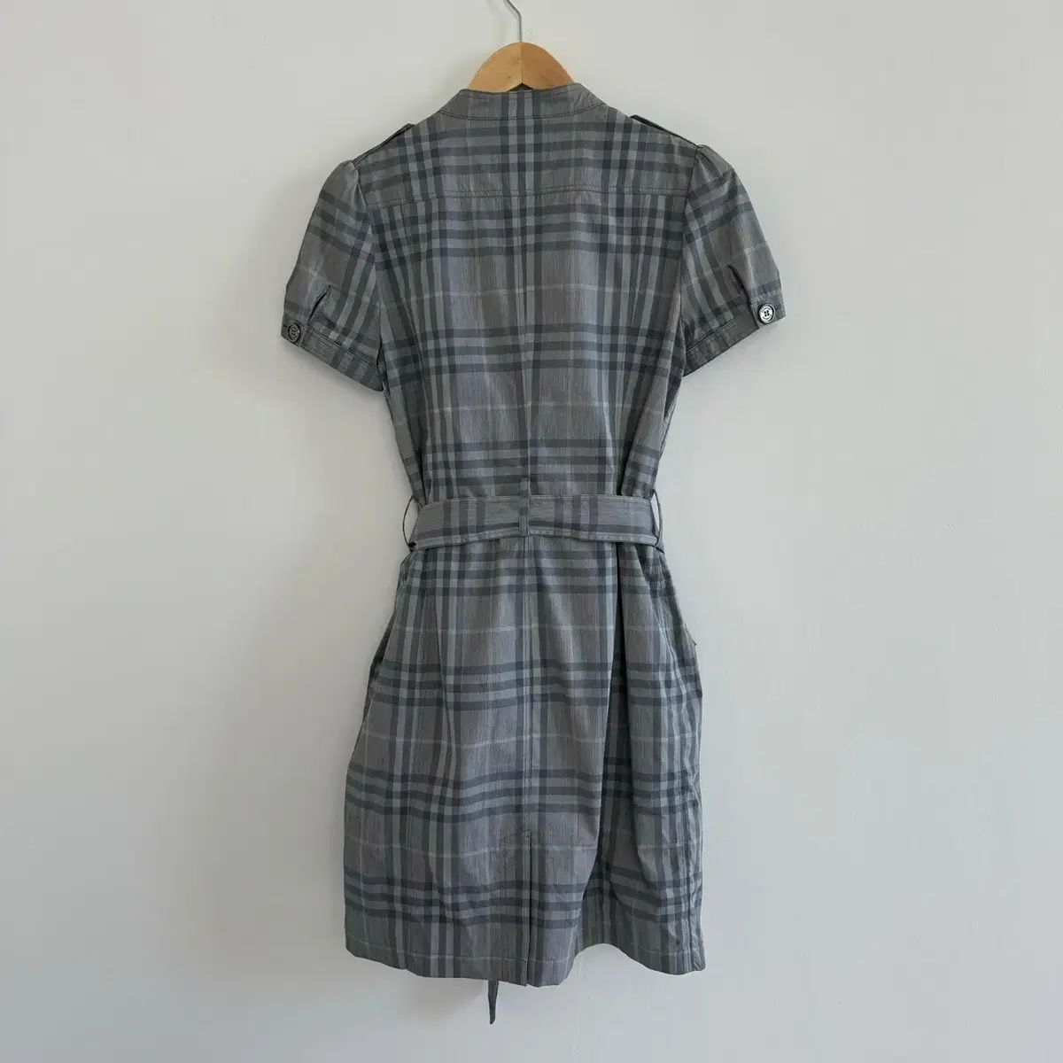 UK-10 バーバリー レディース ノヴァチェック 半袖 ベルト ONE PIECE N6150