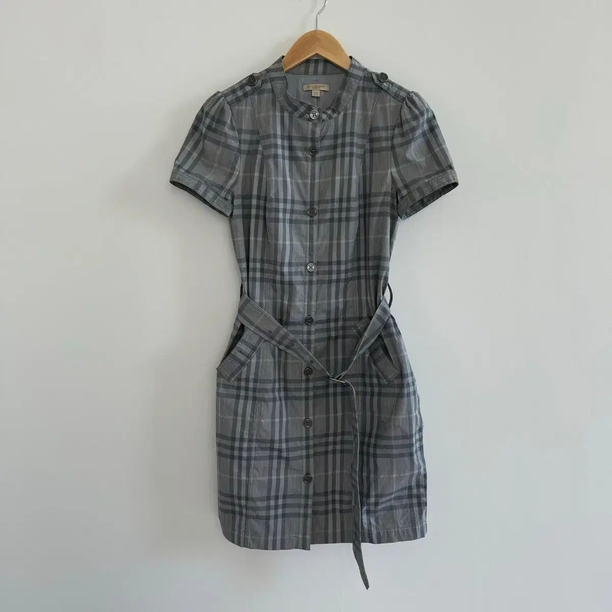 UK-10 バーバリー レディース ノヴァチェック 半袖 ベルト ONE PIECE N6150