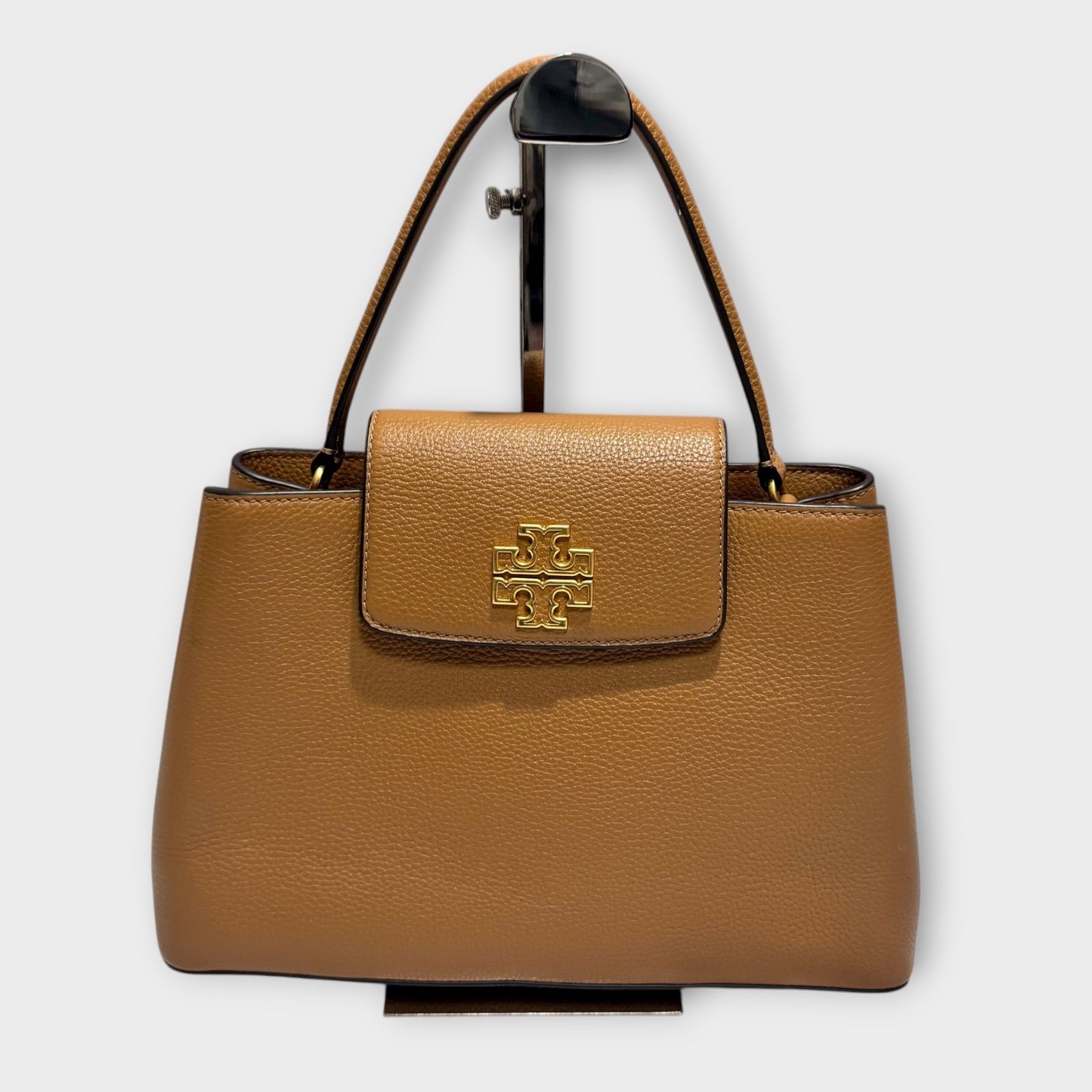 TORY BURCH トリーバーチ BRITTEN ブリテン 2WAY トップハンドル サッチェルバッグ レザー キャメル系 ゴールド金具