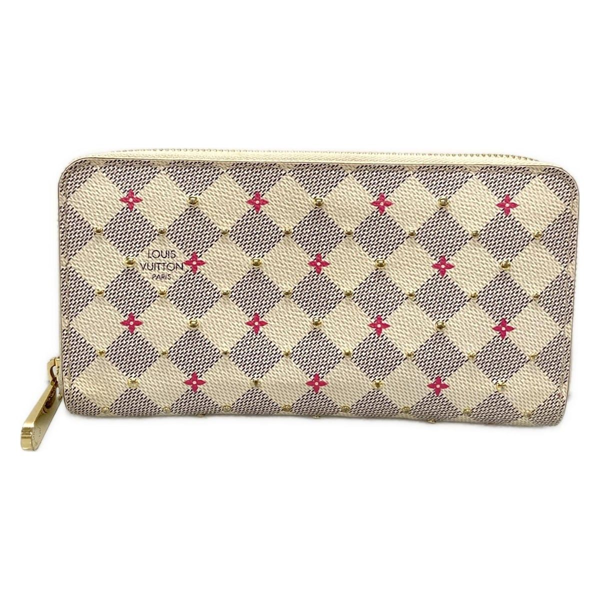 LOUIS VUITTON ルイヴィトン 長財布 ダミエスタッズ ジッピーウォレット N64615 アズール×フューシャピンク