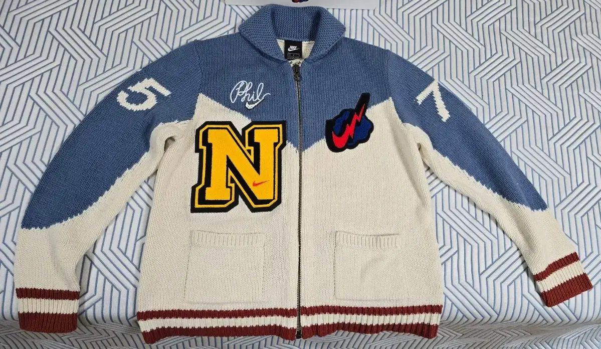 ナイキ NSW フィルナイト プロクラブ ジップ ニットジャケット ブルー ホワイト L size