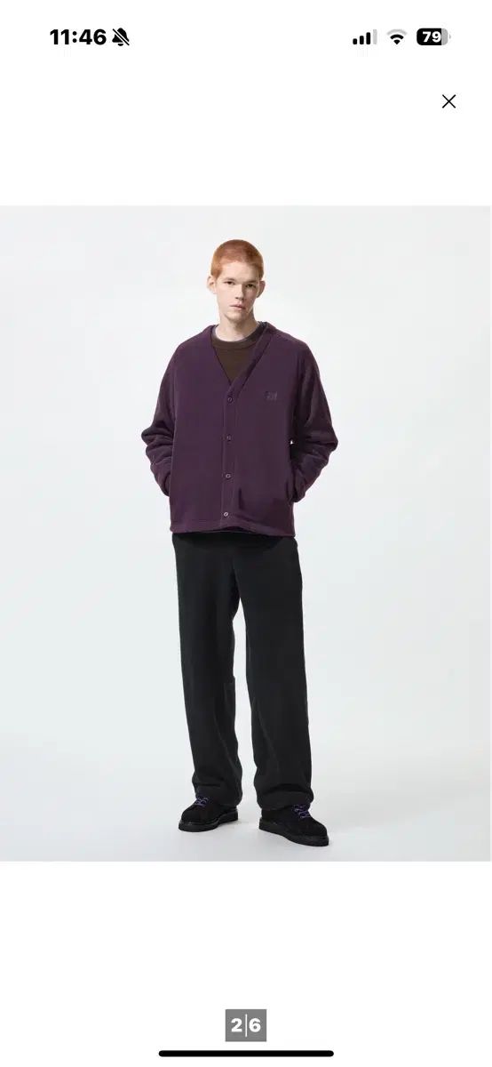 ユニクロ NEEDLES フリース オーバーサイズ カーディガン パープル