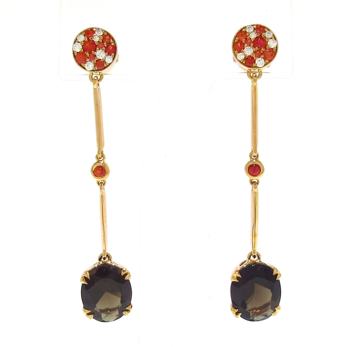 MAUBOUSSIN モーブッサン ピアス プレジール ダムール K18PG×ダイヤモンド×オレンジサファイア×スモーキークォーツ