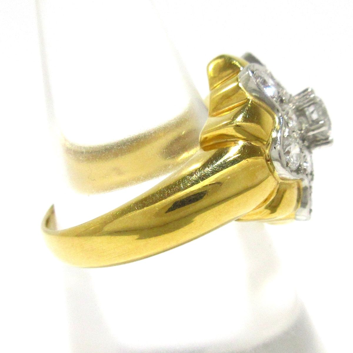 Unbranded ノーブランド リング K18YG×Pt900×ダイヤモンド 13Pダイヤ 総重量8.0g 0.74刻印