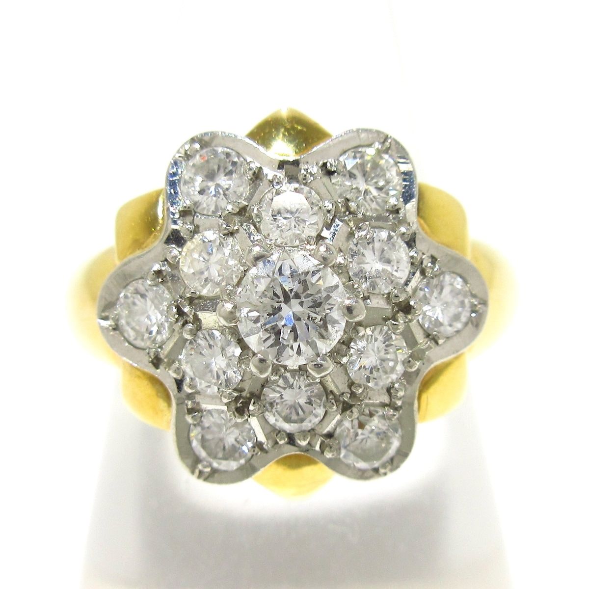 Unbranded ノーブランド リング K18YG×Pt900×ダイヤモンド 13Pダイヤ 総重量8.0g 0.74刻印