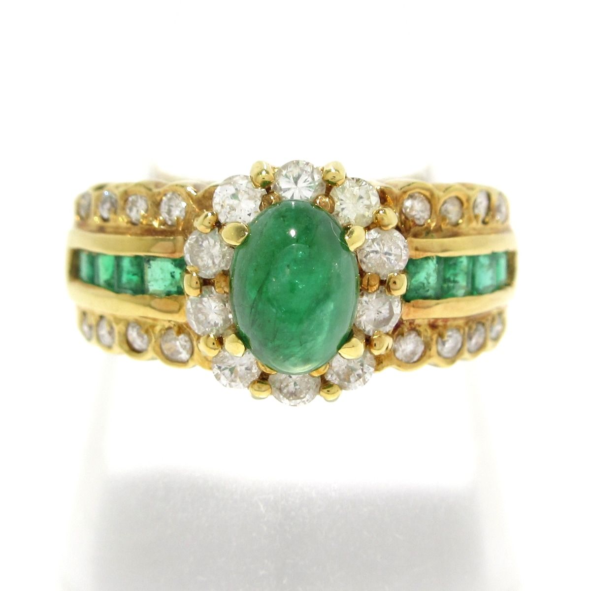 Unbranded ノーブランド リング K18YG×エメラルド×ダイヤモンド 総重量7.6g E0.72 0.39 D0.58