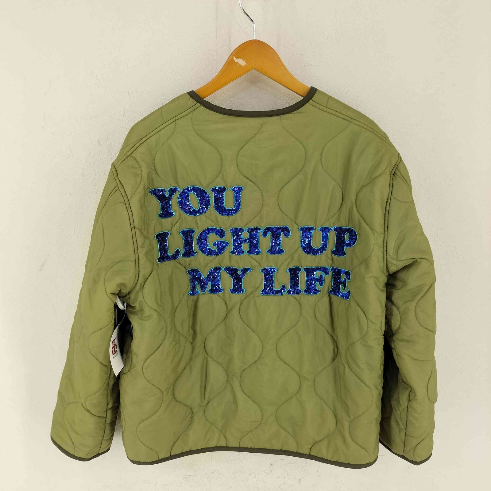 ユーズドフルギ 古着 KKKKKK LINER JACKET スパンコールメッセージ キルティング ライナージャケット レディース import M