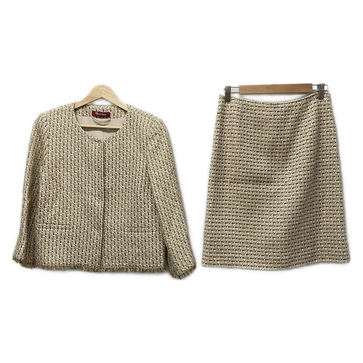 Max Mara STUDIO マックスマーラスタジオ スカートセットアップ レディース ベージュ×ブラウン