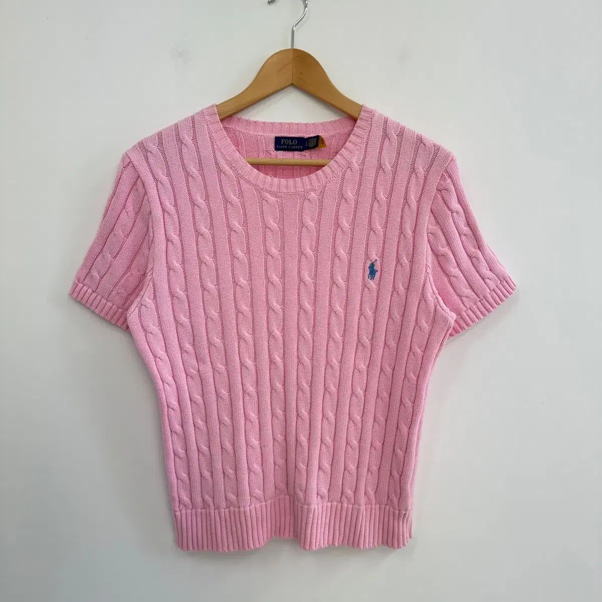 L 新モデル ポロ ラルフローレン ケーブル編み ニット 半袖 Tシャツ N6377