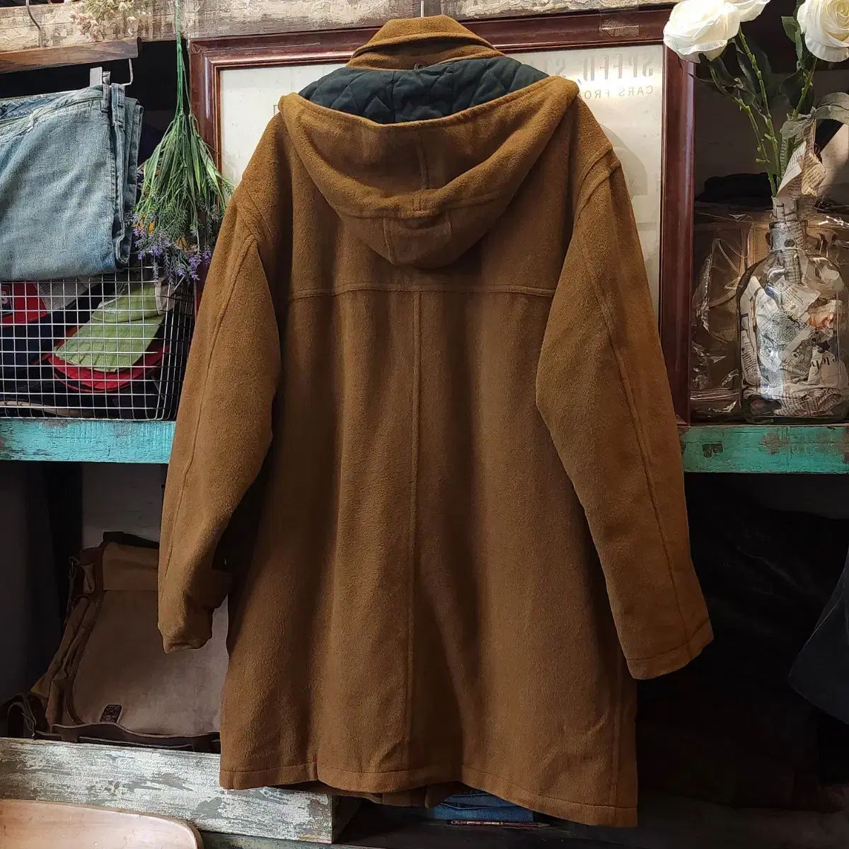 90s フレンチ ウール コート ヴィンテージ コート イタリア ダッフルコート ブラウン xl