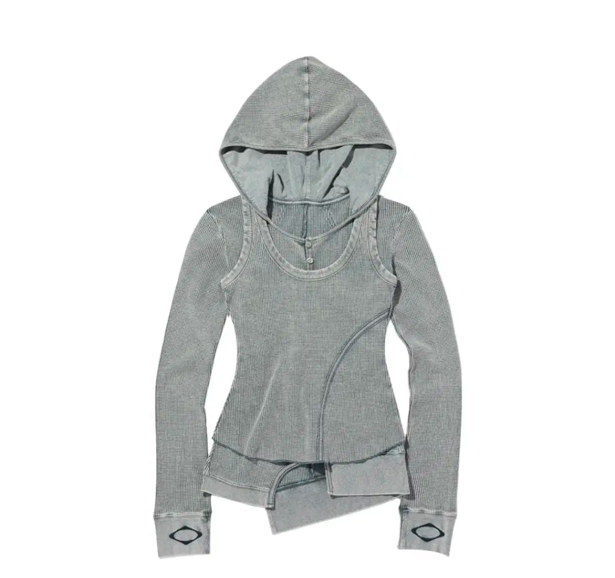 スモール S ミスチーフ レイヤード ワッフル フーディー セット ブリーチド カーキ