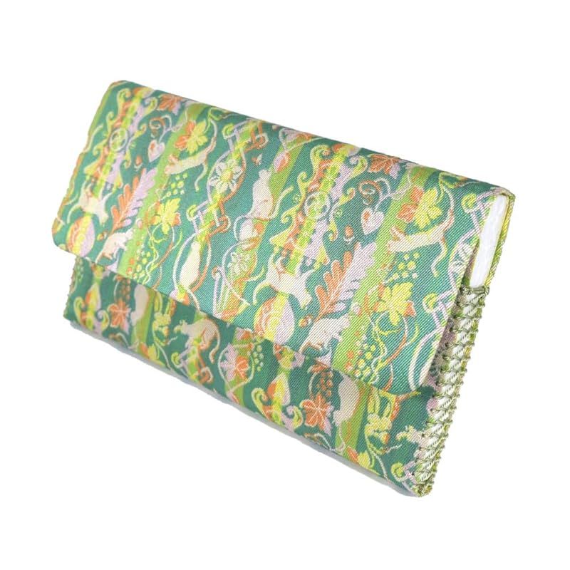 三ツ折 帛紗ばさみ 懐紙入 匙飾りの猫 龍村裂 龍村美術織物 茶道具