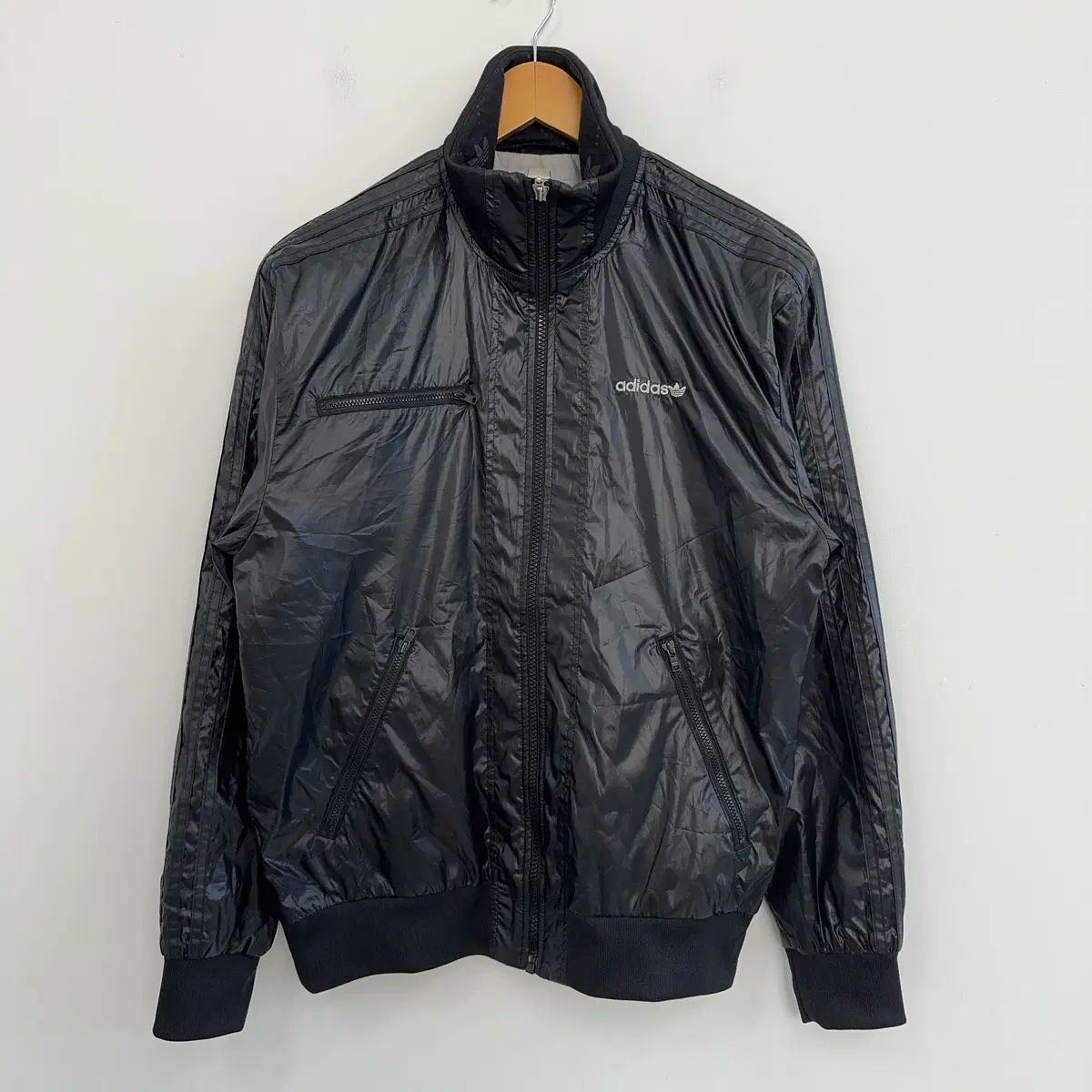 95 アディダス オールド ウィンドブレーカー 光沢 トラックジャージ ジップアップ ジャージ N6633