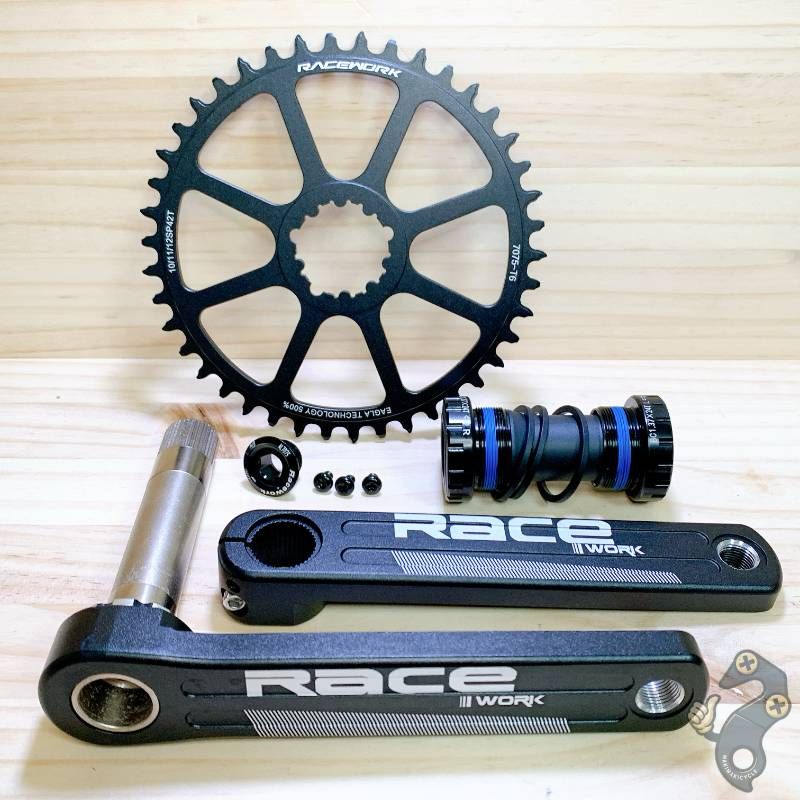 RACEWORK クランクセット 42T 170mm 7075アルミ CNC 軽量 中空クランク BB付属 24mmスピンドル ロード ミニベロ クロス対応 シングル化 フロントシングル ナローワイド シマノ互換 ダイレクトマウント