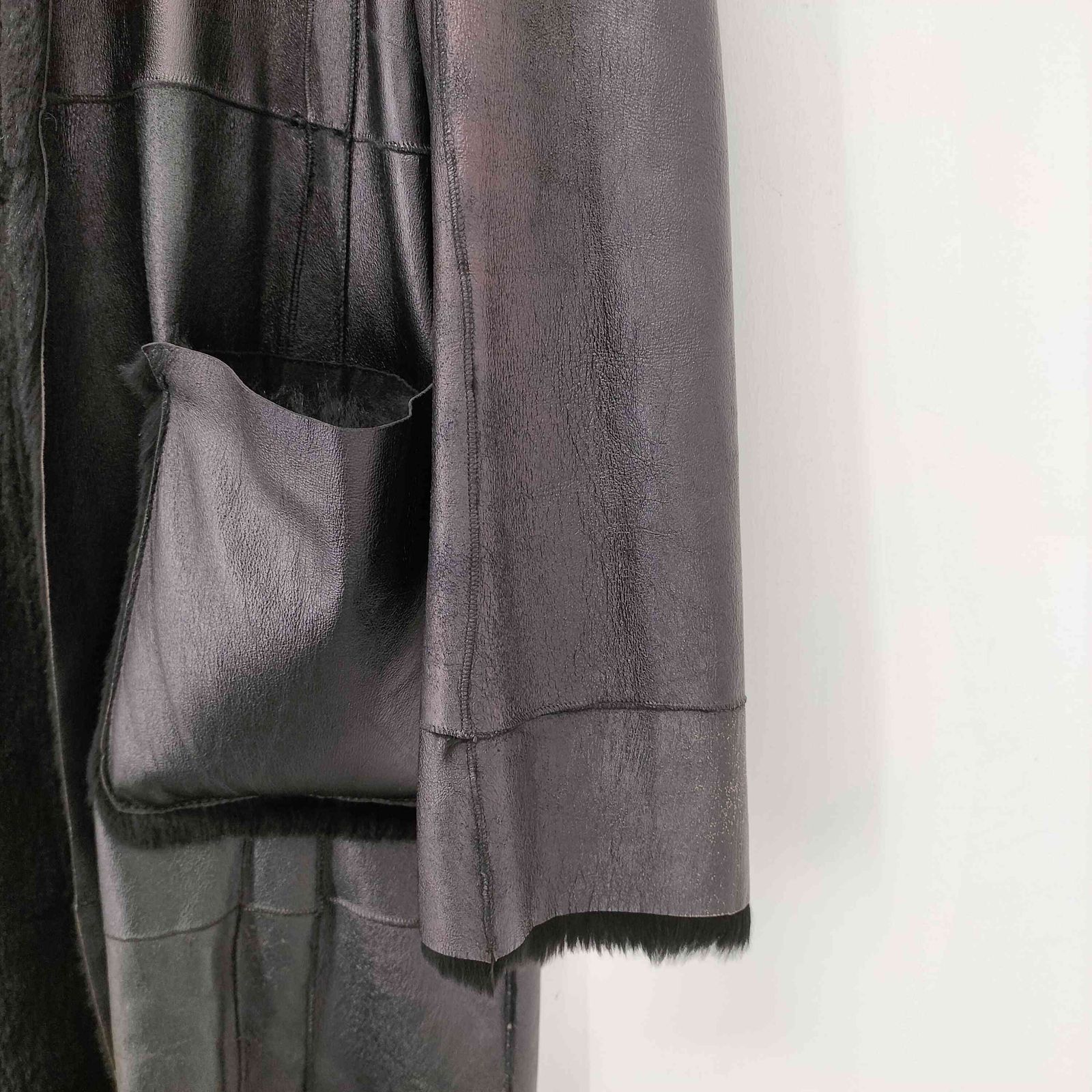 エンポリオアルマーニ EMPORIO ARMANI 裏地ファー レザーパッチワークノー コート レディース EUR 38 GULLKHAN_COM