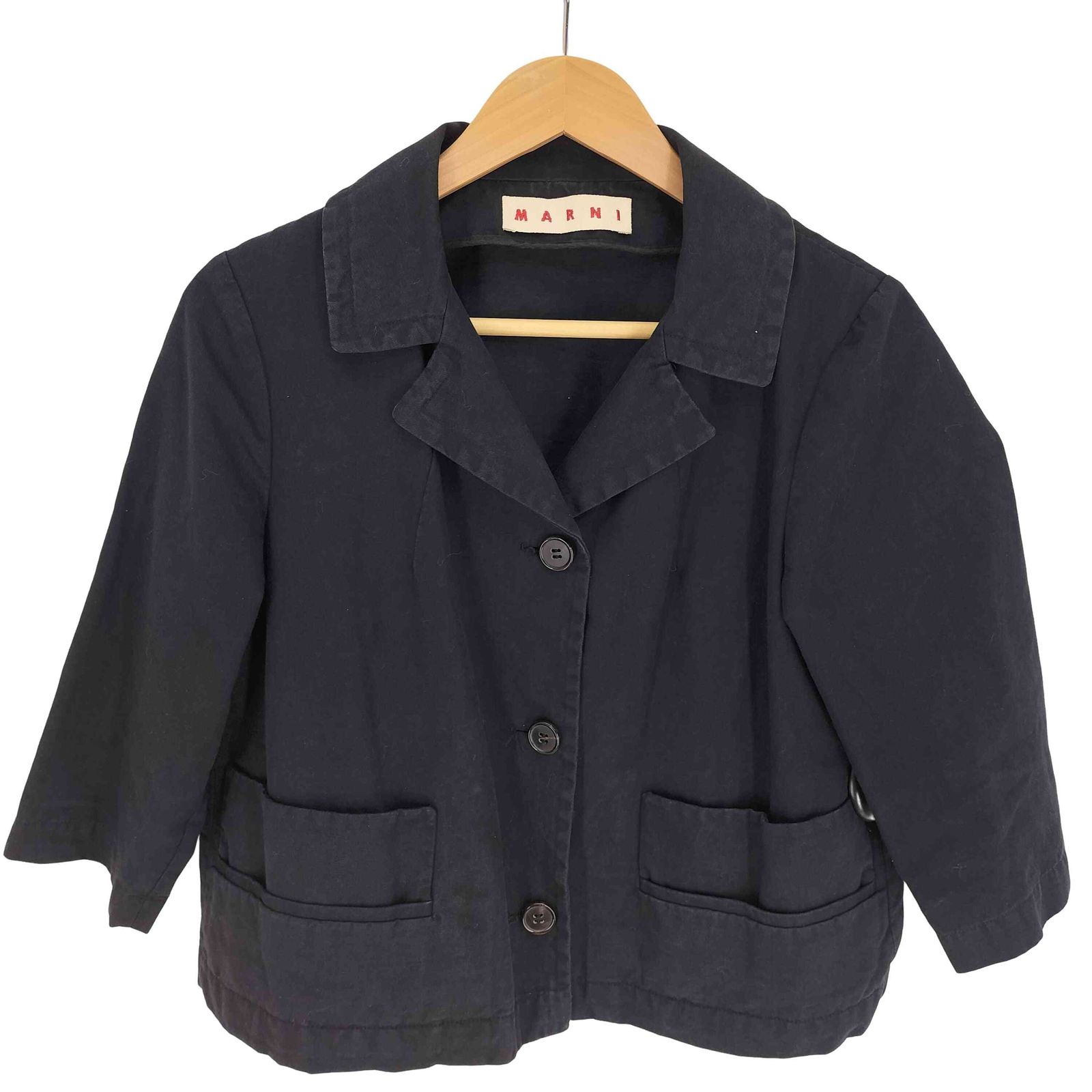 マルニ MARNI ポルトガル製 3B リネン混 マルチポケット クロップド ジャケット レディース EUR 40