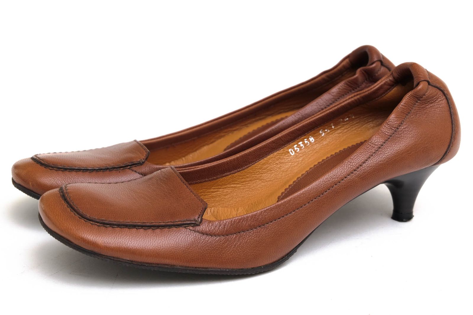 ヒロフ HIROFU パンプス シューズ 靴 レディース 女性 女性用 レザー 革 本革 ブラウン 茶 Uチップ