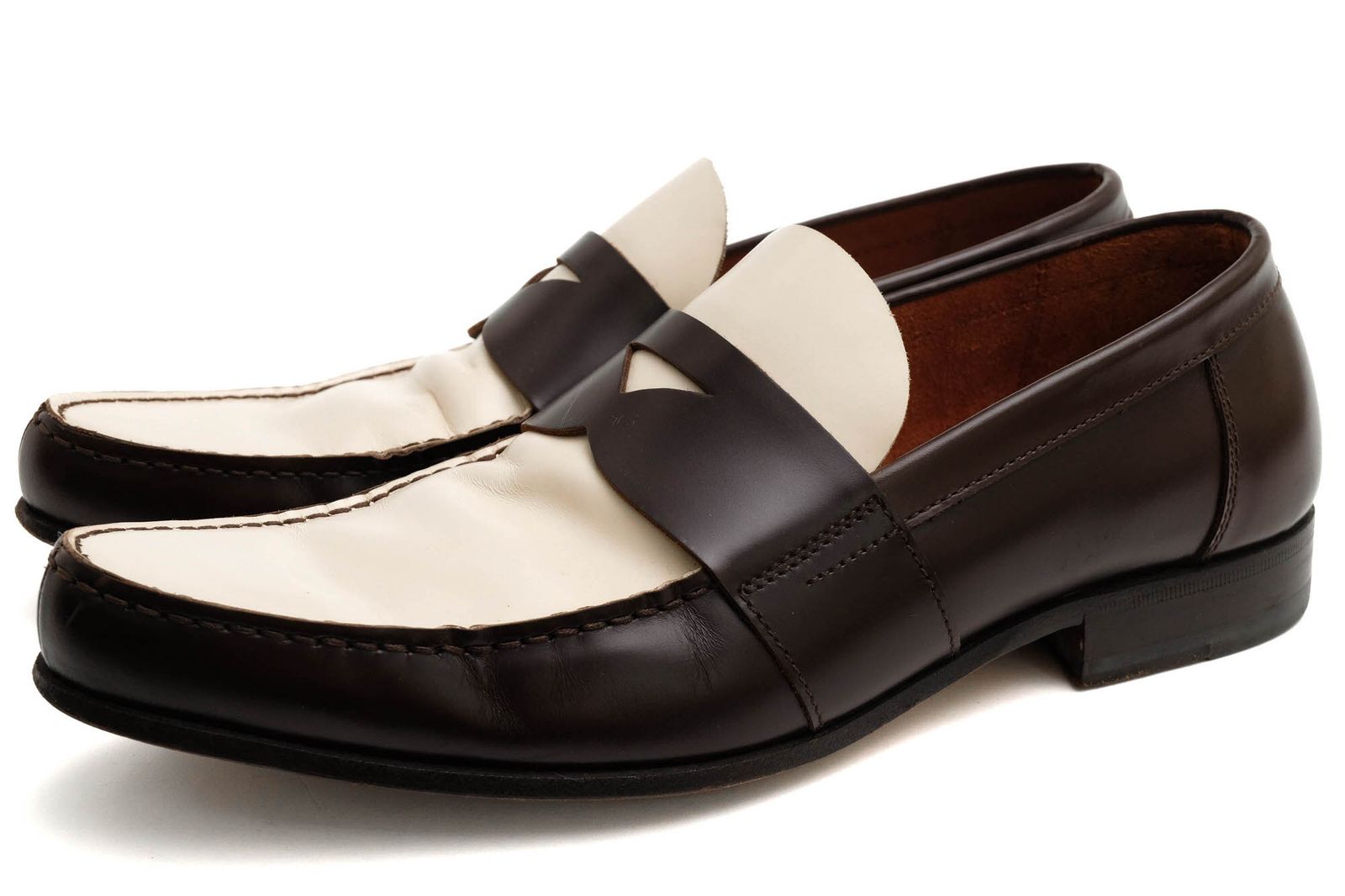 プラダ PRADA コインローファー ペニーローファー シューズ 靴 メンズ 男性 男性用 レザー 革 本革 ベージュ 0078 スリッポン レザーソール バイ