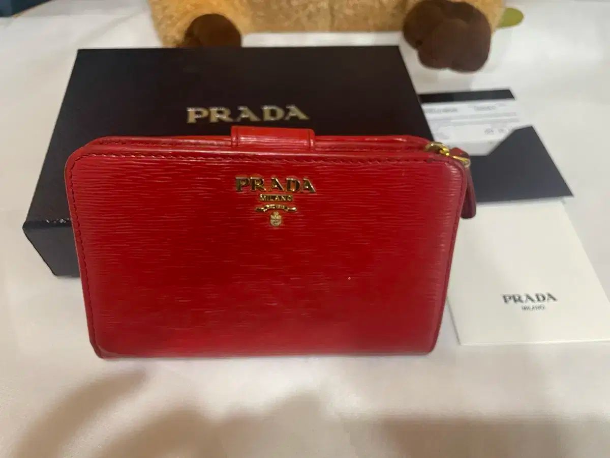 PRADA プラダ レッド 二つ折り財布 フルセット