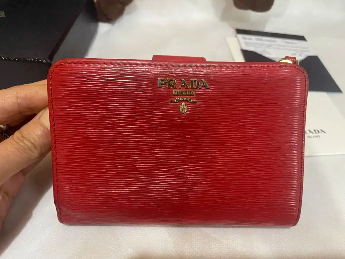 PRADA プラダ レッド 二つ折り財布 フルセット