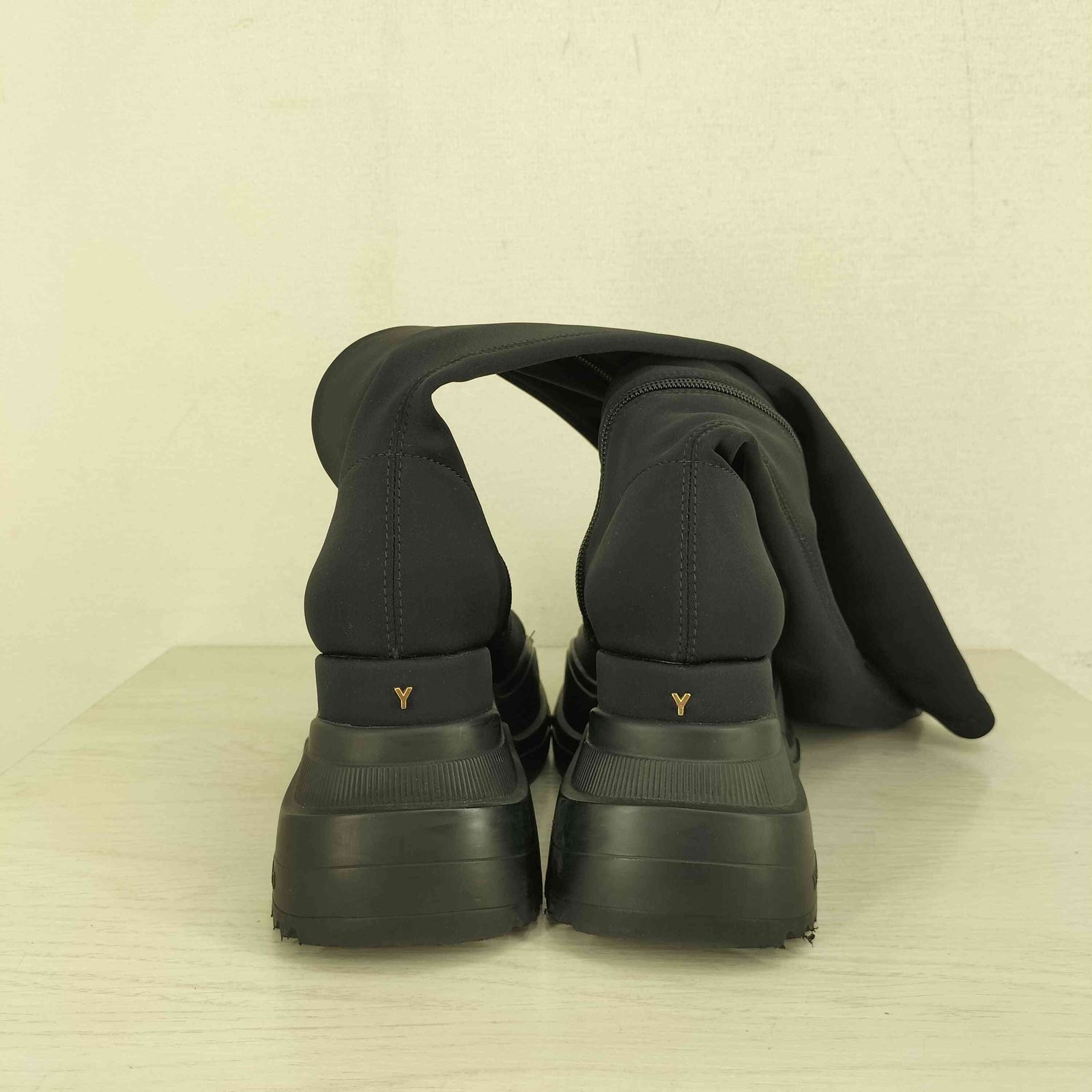  イエロー YELLO DOUBLE SNEAKER LONG BOOTS レディース JPN S ロングブーツ ブーツ