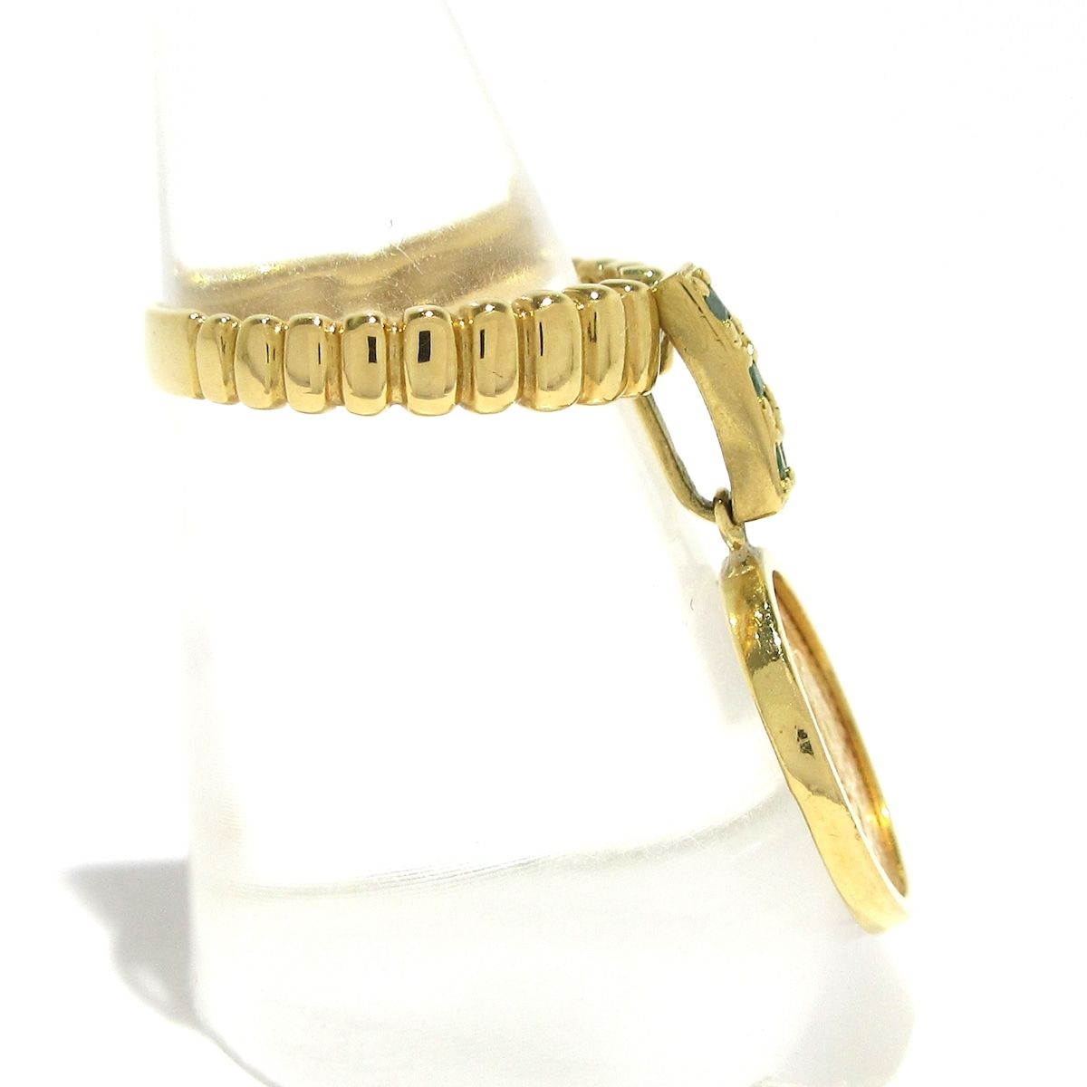 Unbranded ノーブランド リング K21.6×K18×グリーン コインリング メキシコ2ペソ金貨 総重量5.2g