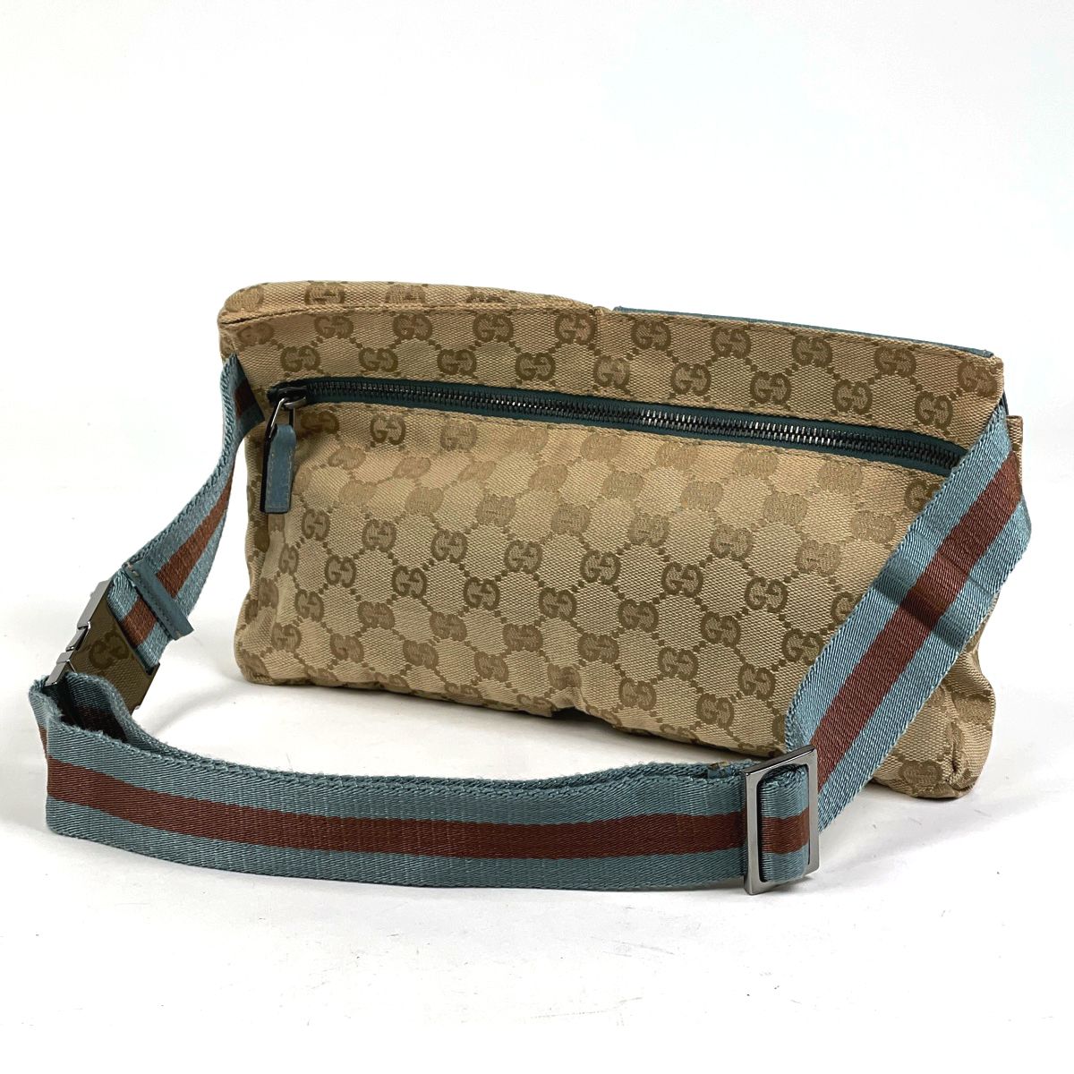 グッチ GUCCI GG柄 ウエストバッグ ウエストポーチ ボディバッグ GGキャンバス ベージュ ライトブルー 28566 レディース