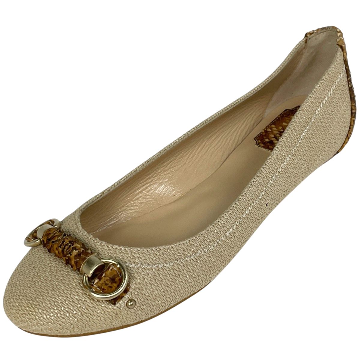 クリスチャンディオール Christian Dior ロゴ パンプス フラットシューズ バレエシューズ 靴 パンプス ファブリック ベージュ レディース