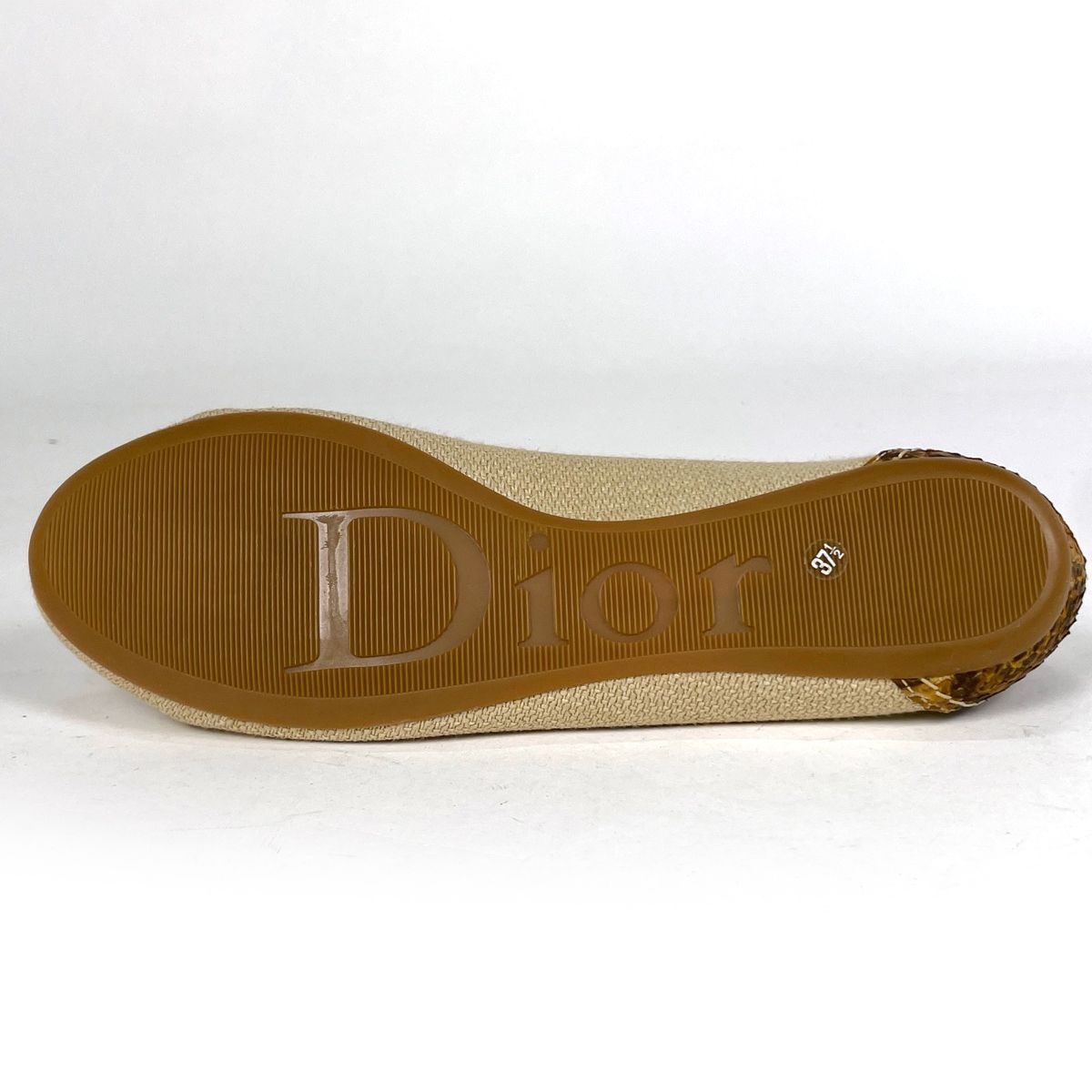クリスチャンディオール Christian Dior ロゴ パンプス フラットシューズ バレエシューズ 靴 ファブリック ベージュ レディース