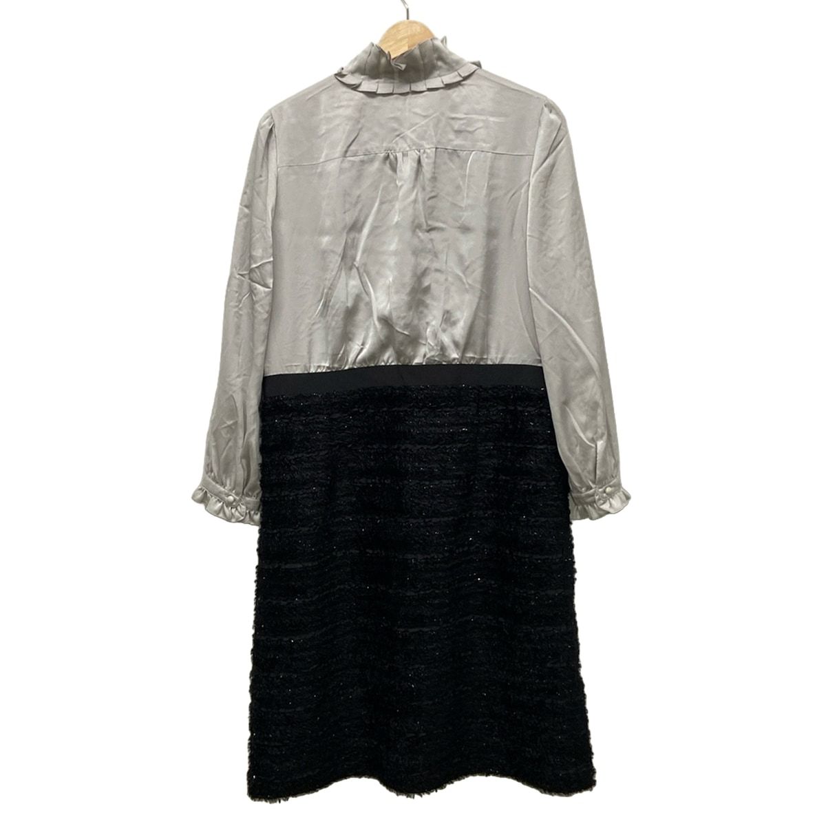 Leilian レリアン ワンピース サイズ13 S レディース - 黒×グレー 長袖 フリル