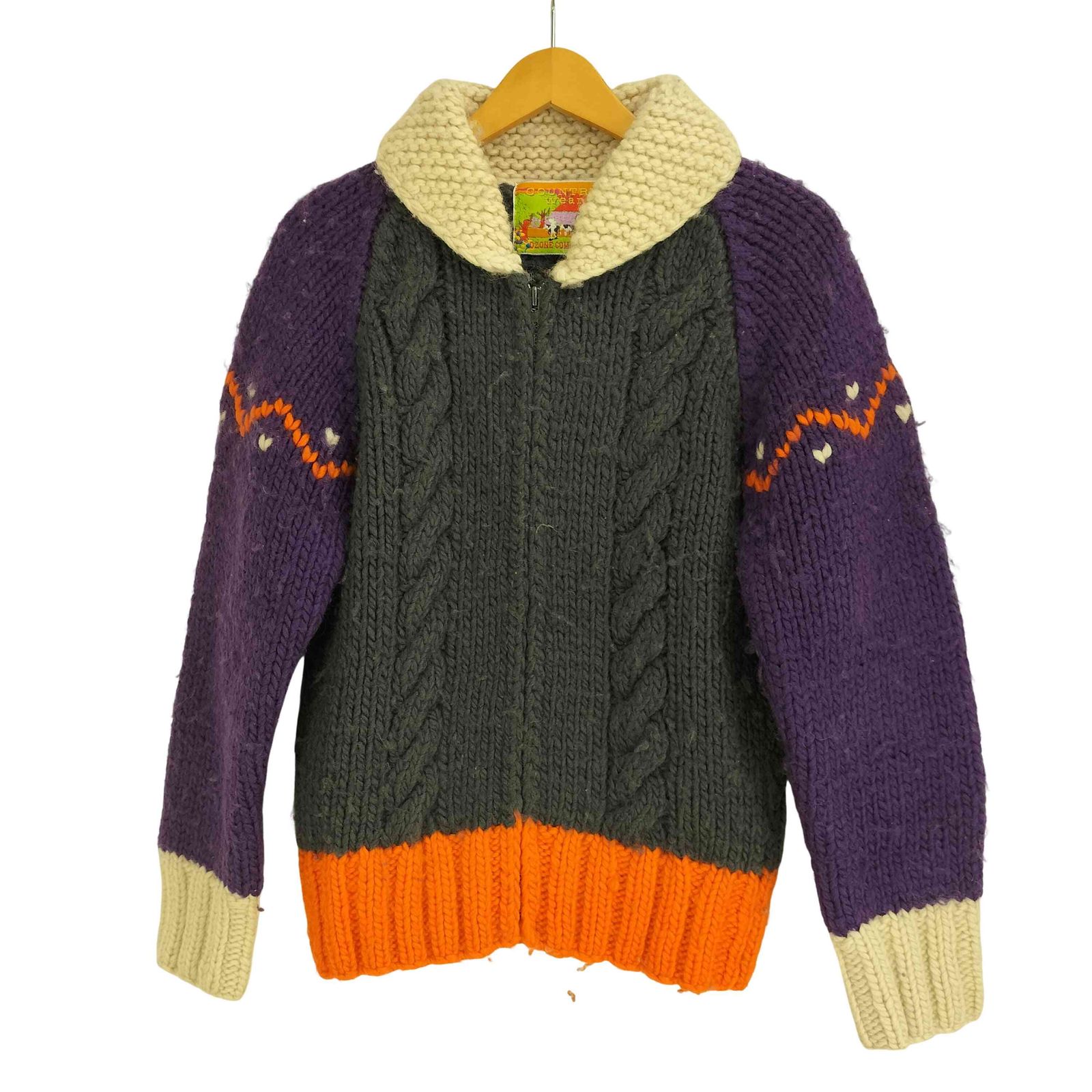 オゾンコミュニティー OZONE COMMYUNITY 90S 初期 COUNTRY Wear ウール デザイン カウチンニット レディース 表記無