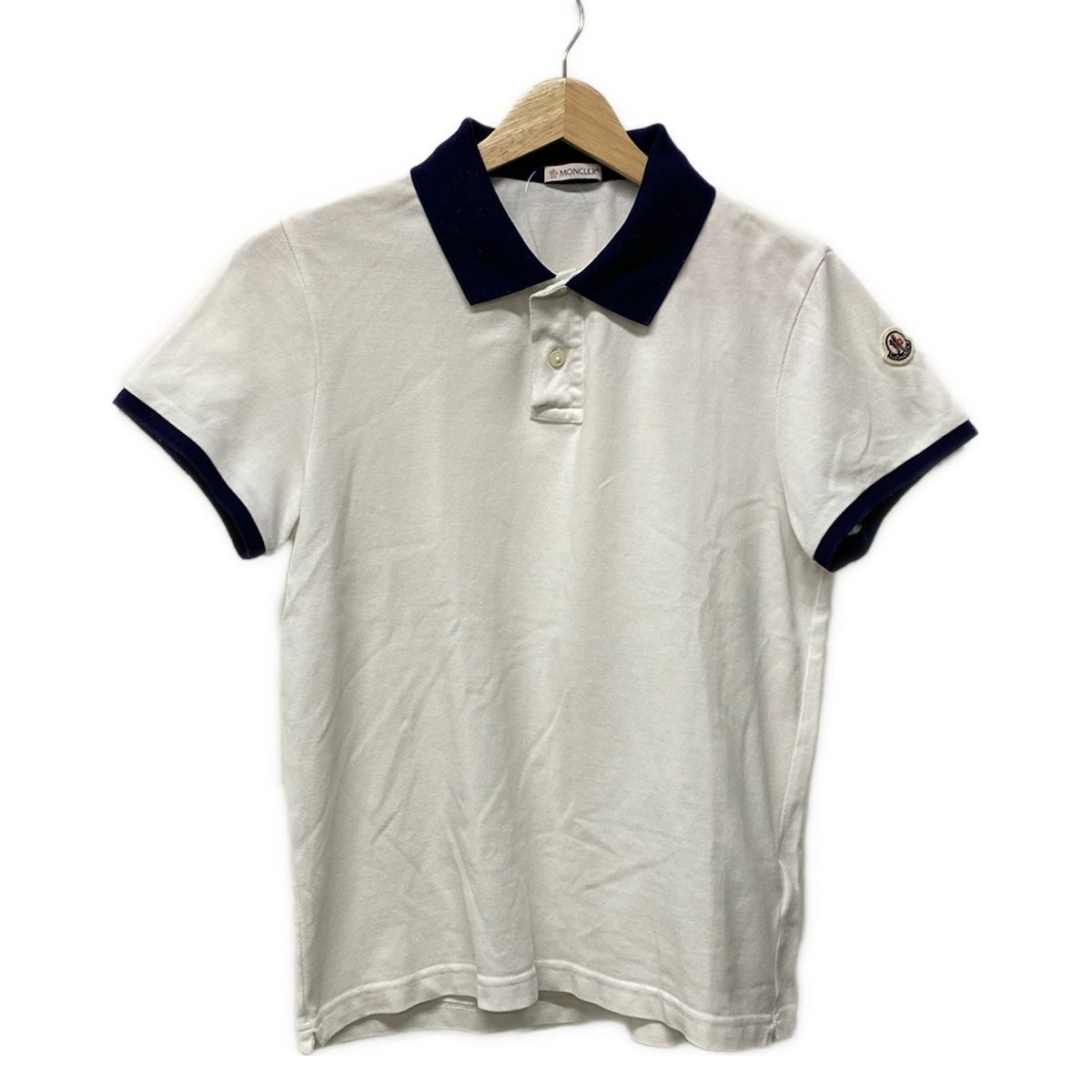 MONCLER モンクレール 半袖ポロシャツ サイズS メンズ - ネイビー×白 半袖 夏物