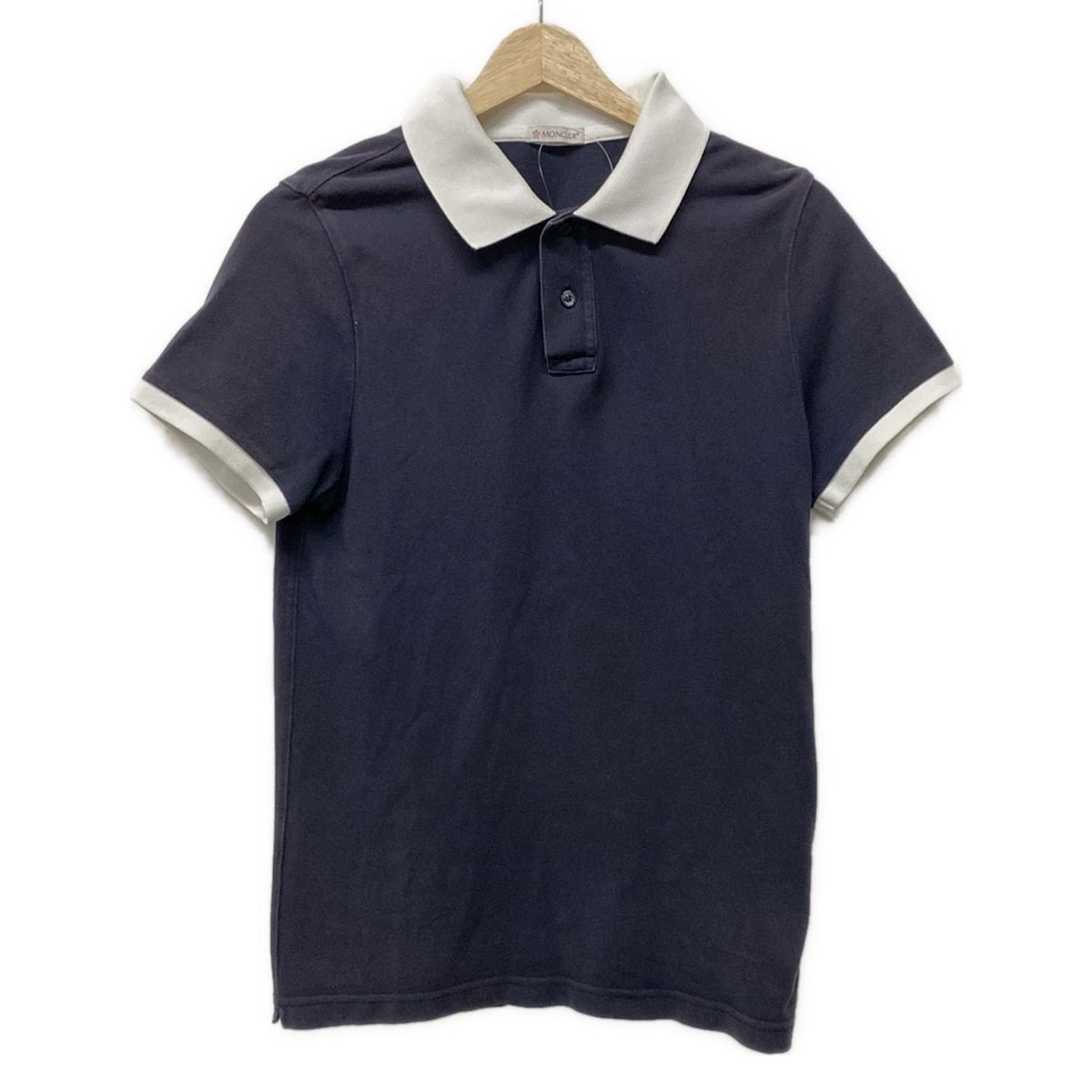 MONCLER モンクレール 半袖ポロシャツ サイズS メンズ - ダークネイビー×白 半袖 夏物