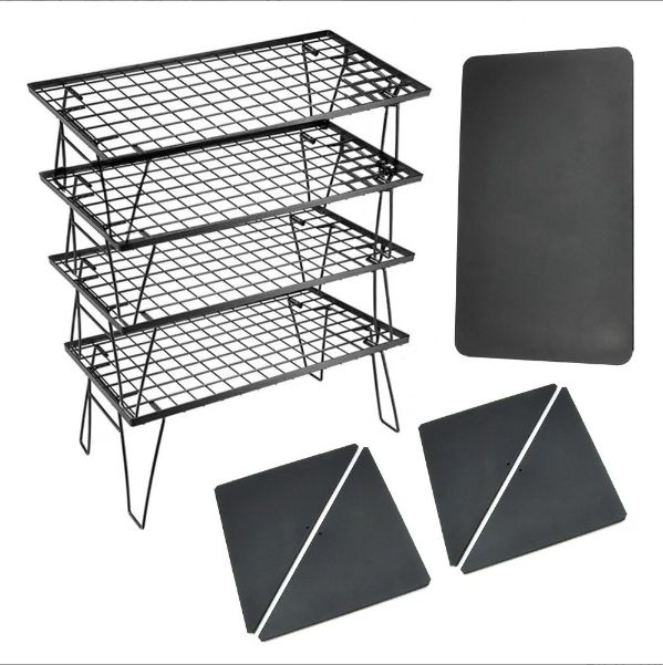 9点セット 折り畳み式 メッシュ キャンプ テーブル 4個 コーナーエクステンション4枚 鉄製天板付き キャンプ アウトドア用 トクトヨ