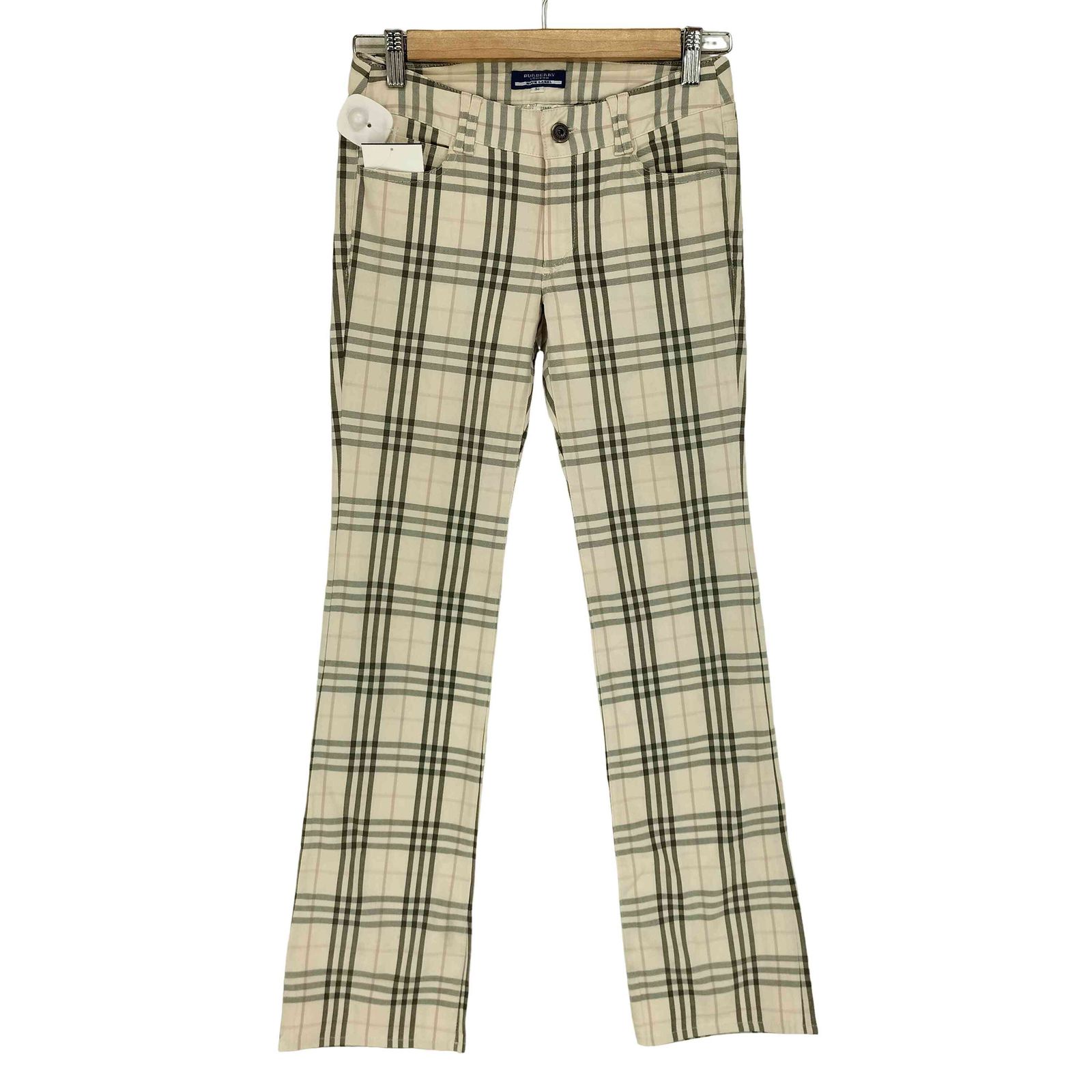 品質保証 ！ バーバリーブルーレーベル BURBERRY BLUE LABEL ホース刺繍 セミフ チェック柄パンツ レディース EUR 36