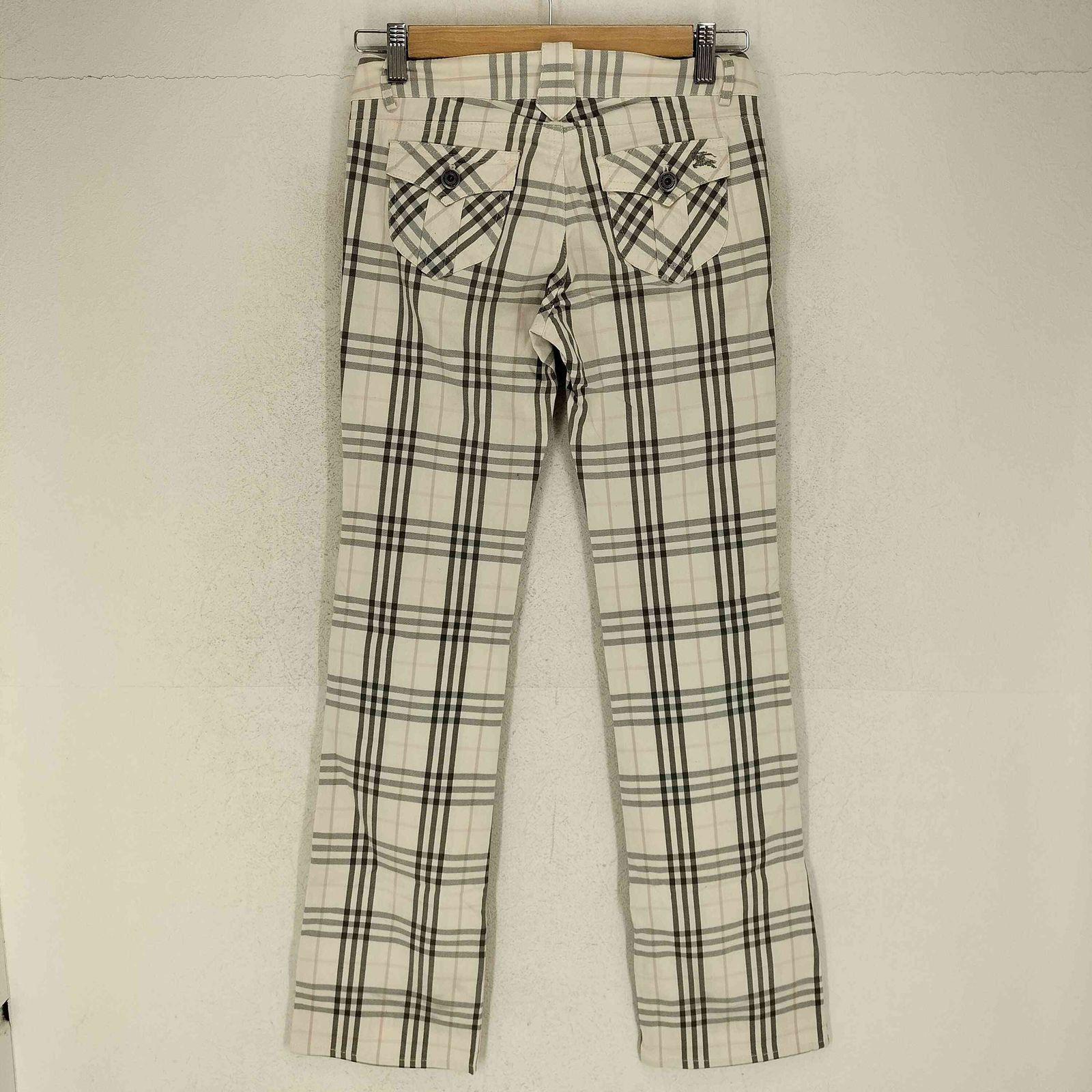 バーバリーブルーレーベル BURBERRY BLUE LABEL ホース刺繍 セミフ チェック柄パンツ レディース EUR 36