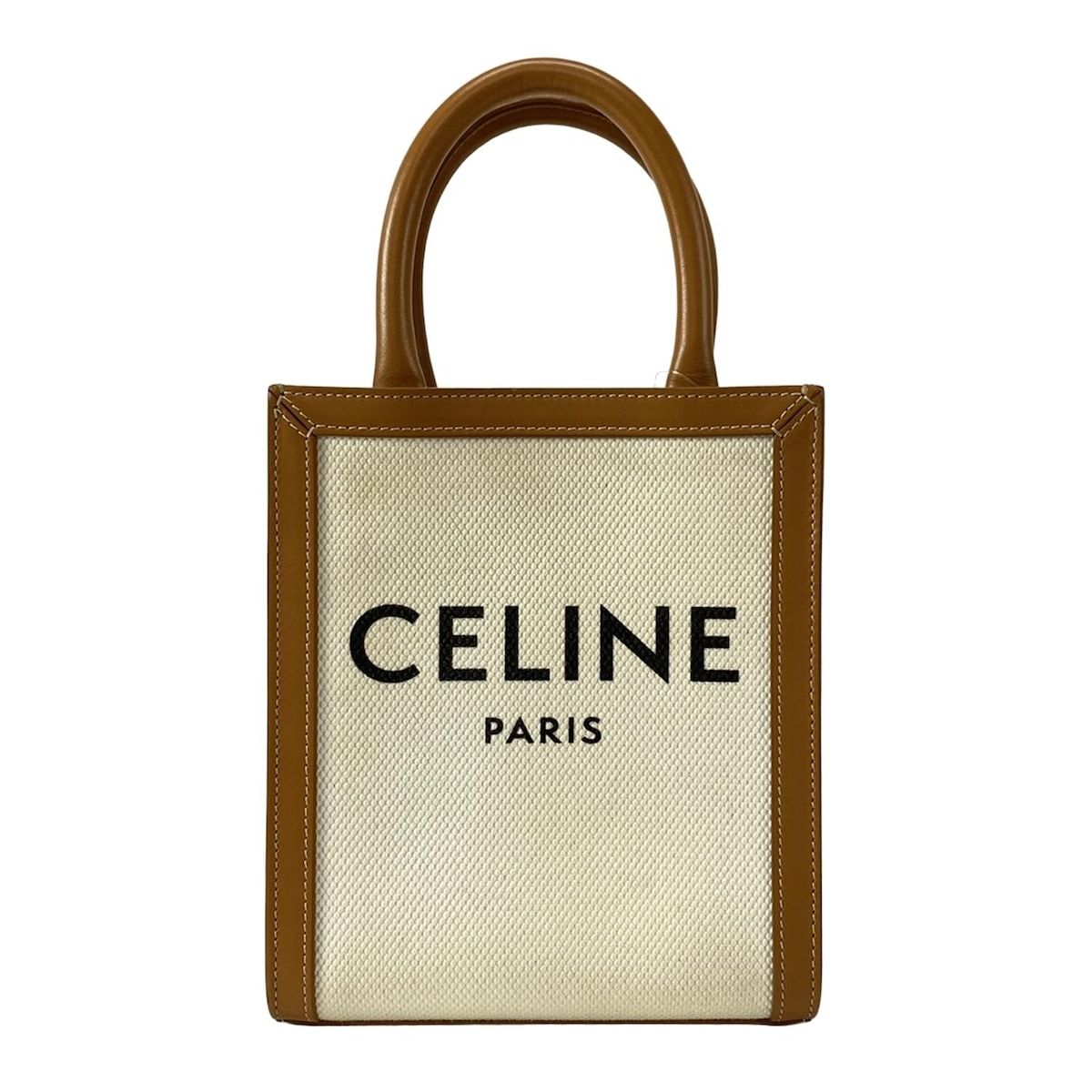 CELINE セリーヌ トートバッグ ミニ バーティカル カバ アイボリー×ライトブラウン レザー