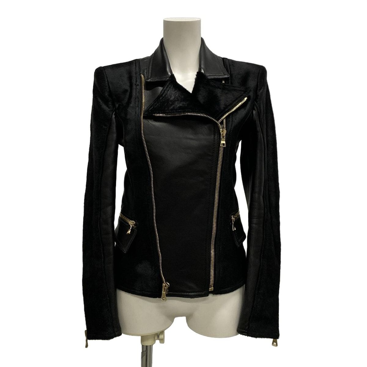 美品　バルマン BALMAIN レザーブルゾン ラム BALMAIN バルマン 13AW ラムスキン バイカーレザー ライダース