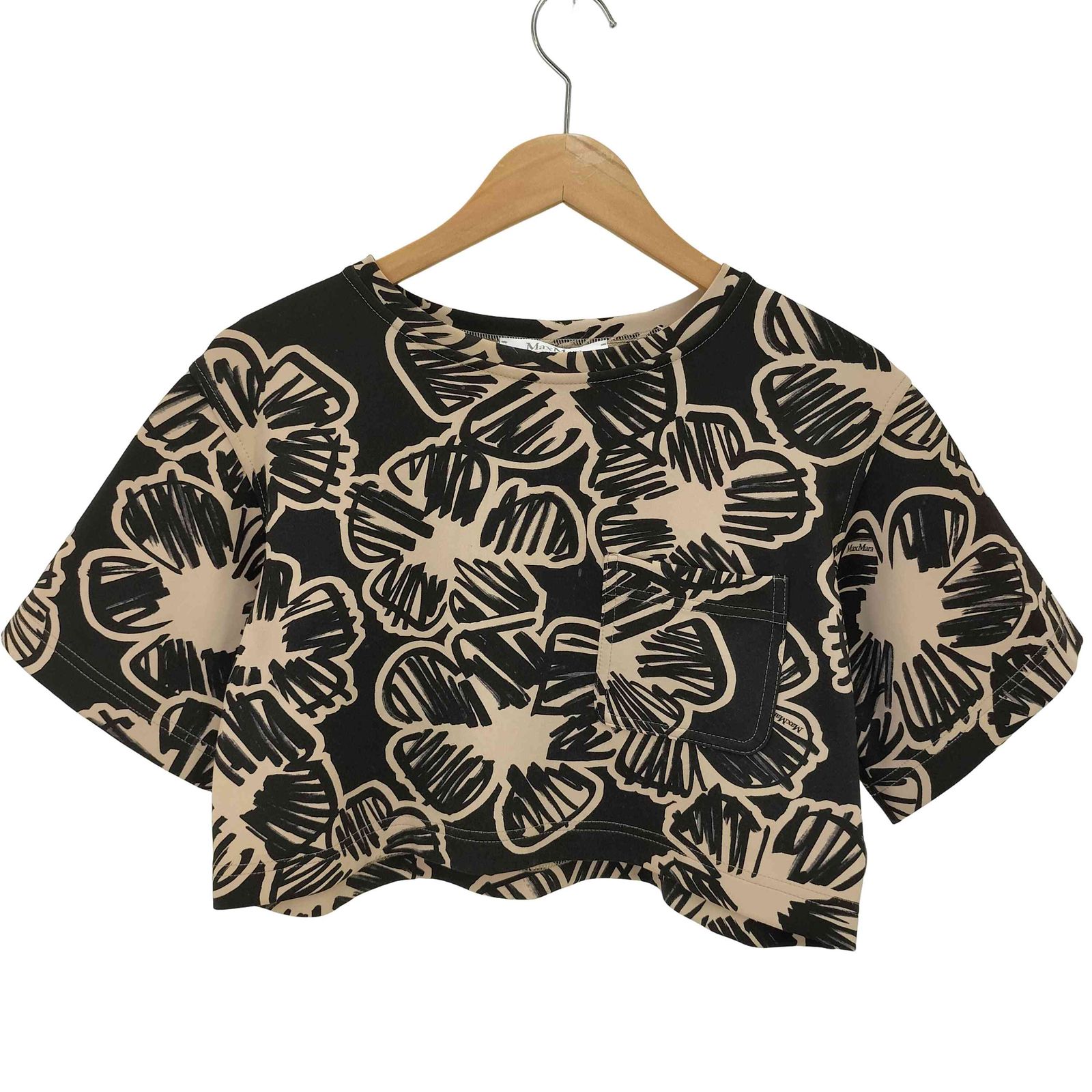 マックスマーラ MAX MARA 白タグ 総柄 クロップド フラワーペイント ジャージートップス レディース JPN M