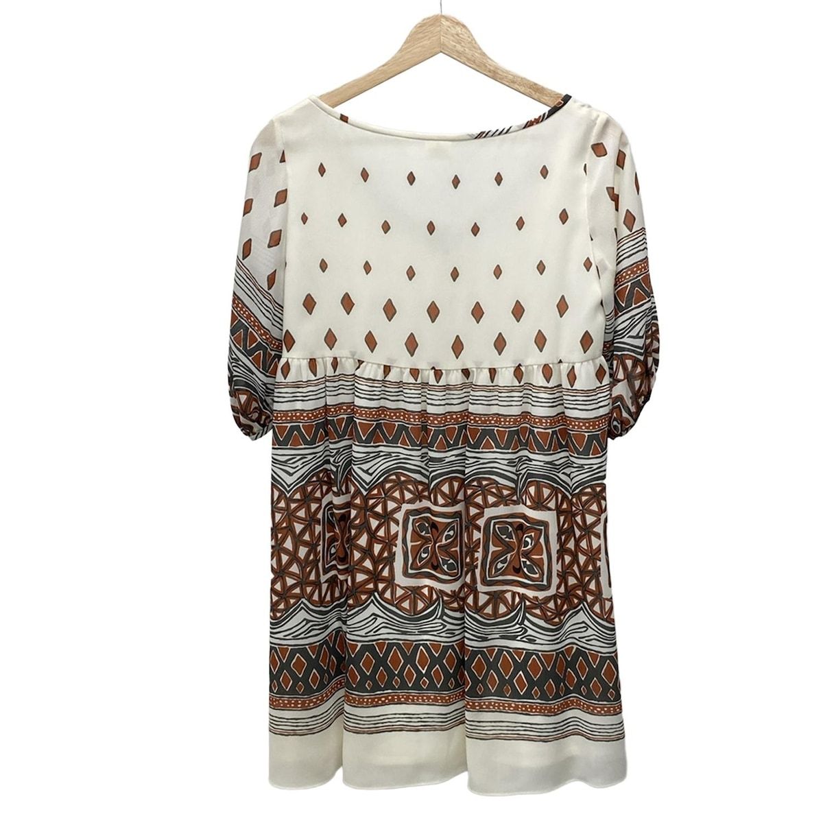 GRACE CONTINENTAL グレースコンチネンタル ワンピース サイズ36 S レディース - アイボリー×ブラウン Vネック 半袖 春 夏物