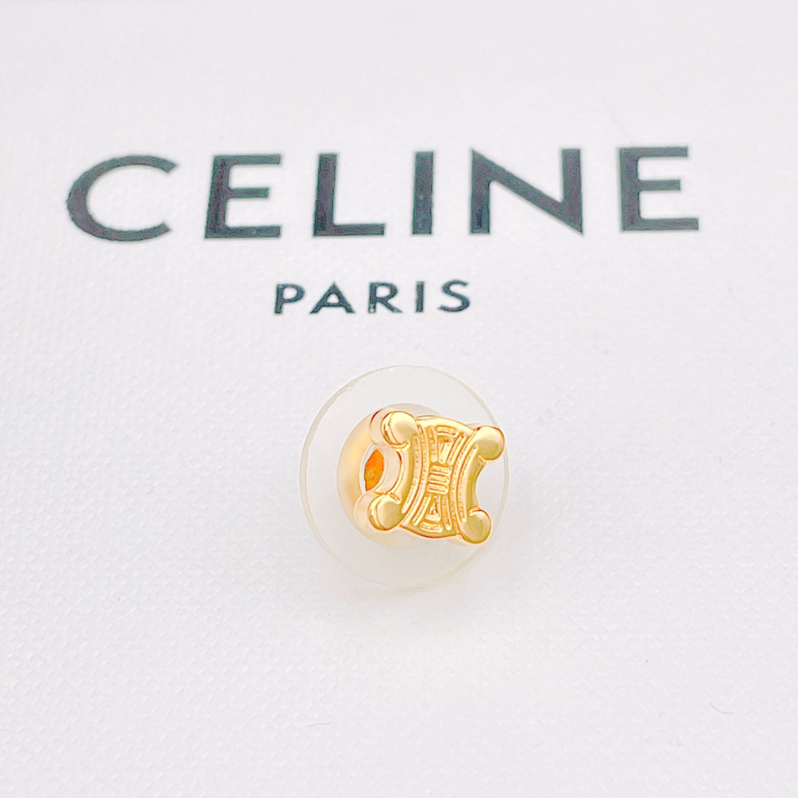 セリーヌ 仕上済 CELINE マカダム ゴールド ピアス 0.7g 片耳用 ブランド